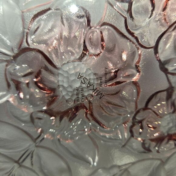 MIKASA Rosella Oval Canape Serving Platter 16" Walther Crystal Pink Rose Ruffled - Picture 14 of 16